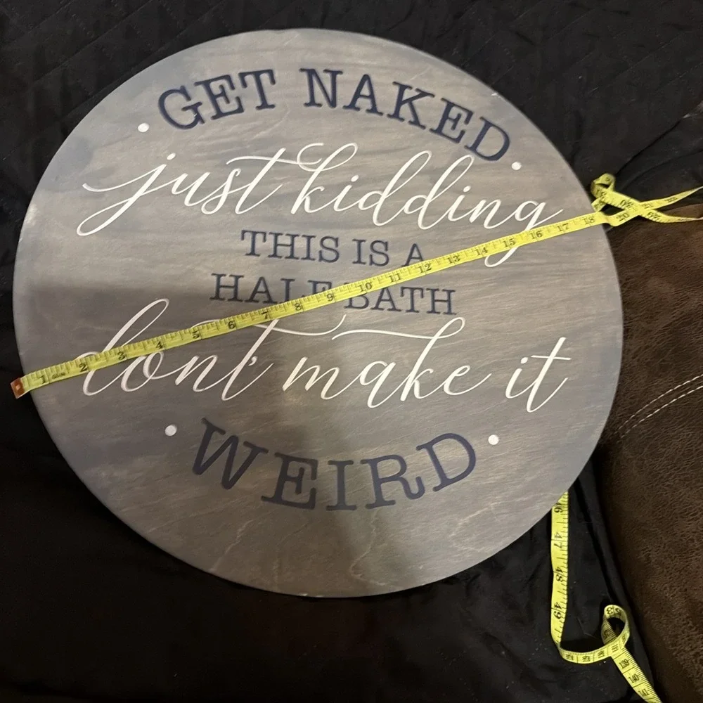 Bathroom Farmhouse Door/Wall Sign Hanger Wreath Round Plaque 12